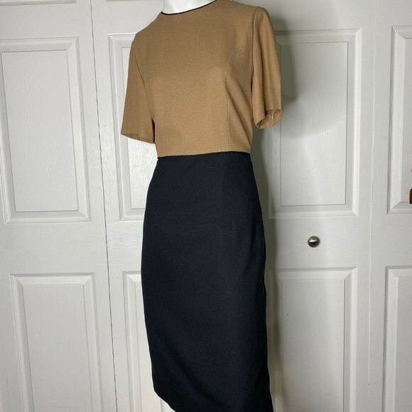 Henry Lee Womens Vintage 80's Tan Dress & Blazer Classy Sz 6 EUC! - Picture 5 of 14